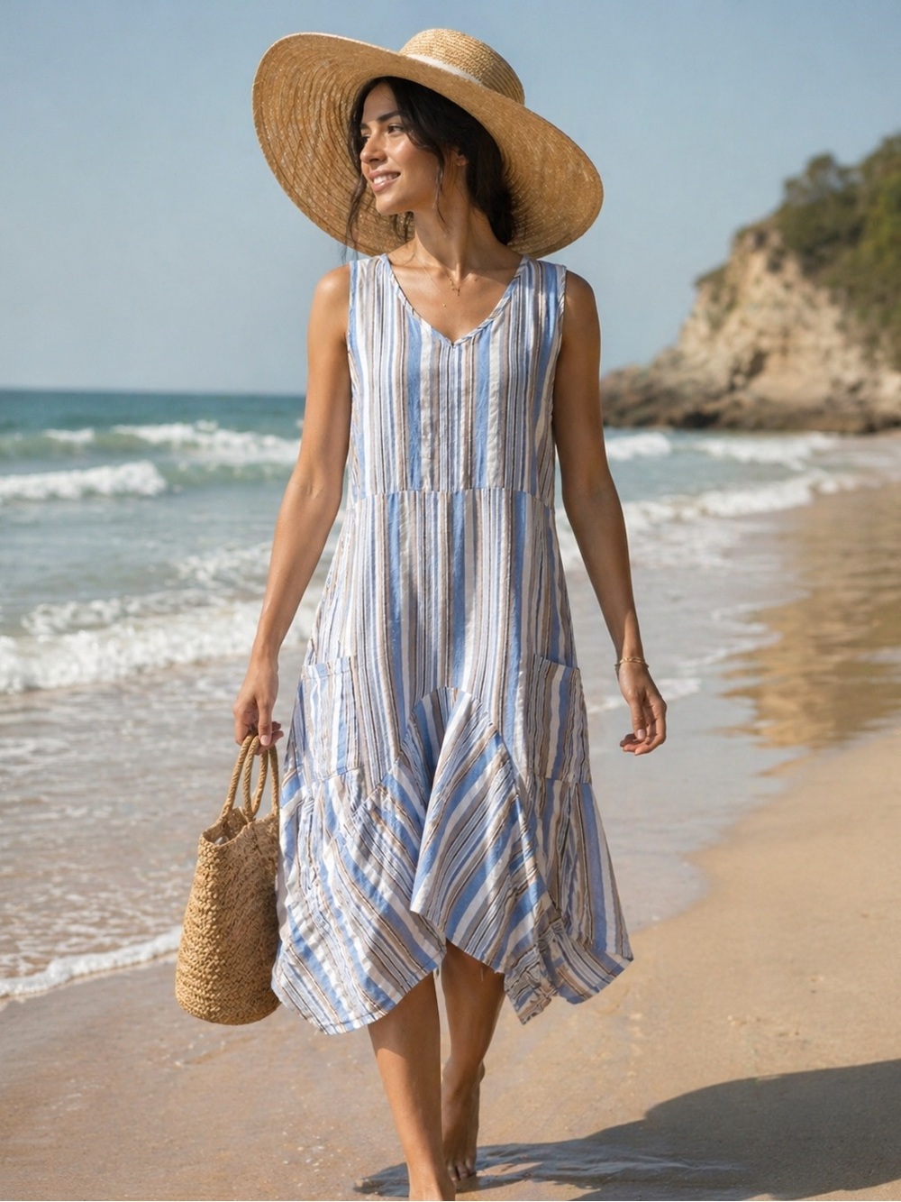 Laffaire Los Angeles Cotton Linen Sleeveless Dress